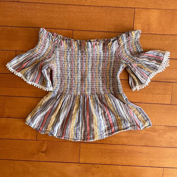 Sz S Parker Beach Smocked Waist Mini skirt and Baby Doll Top - Picture 5 of 7